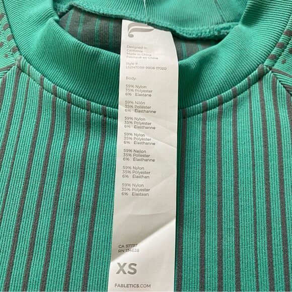 Fabletics Whitney Seamless Crop Top Gym Workout Teal Aqua Gray - Picture 7 of 10